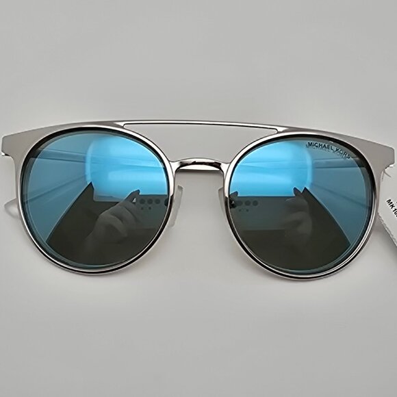 Michael Kors MK1030 113725 Grayton Silver Frame Teal Mirror Aviator Sunglasses - Picture 11 of 14